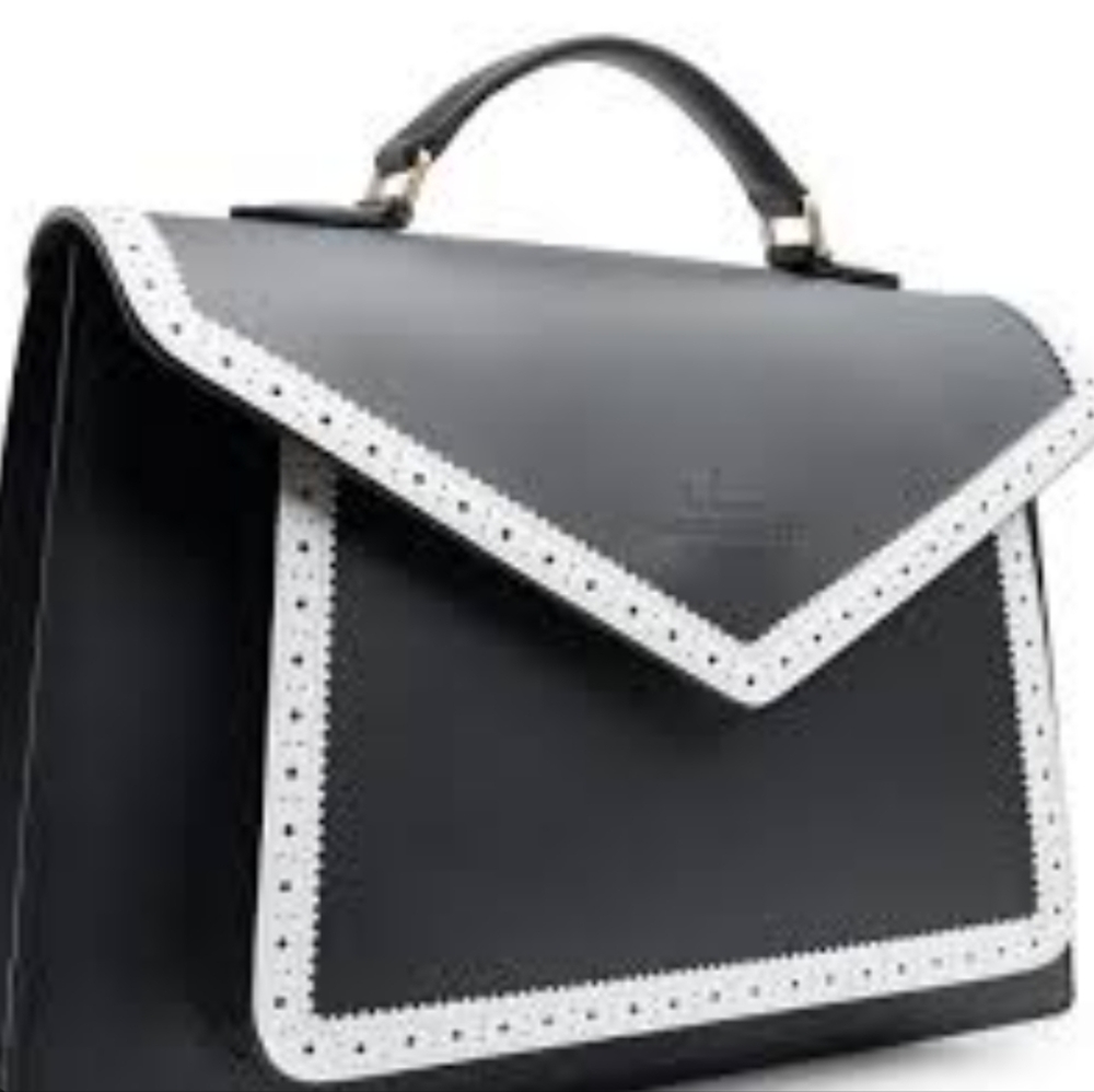 The Office of Angela Scott Florynce Briefcase (Large Crossbody) Black and White